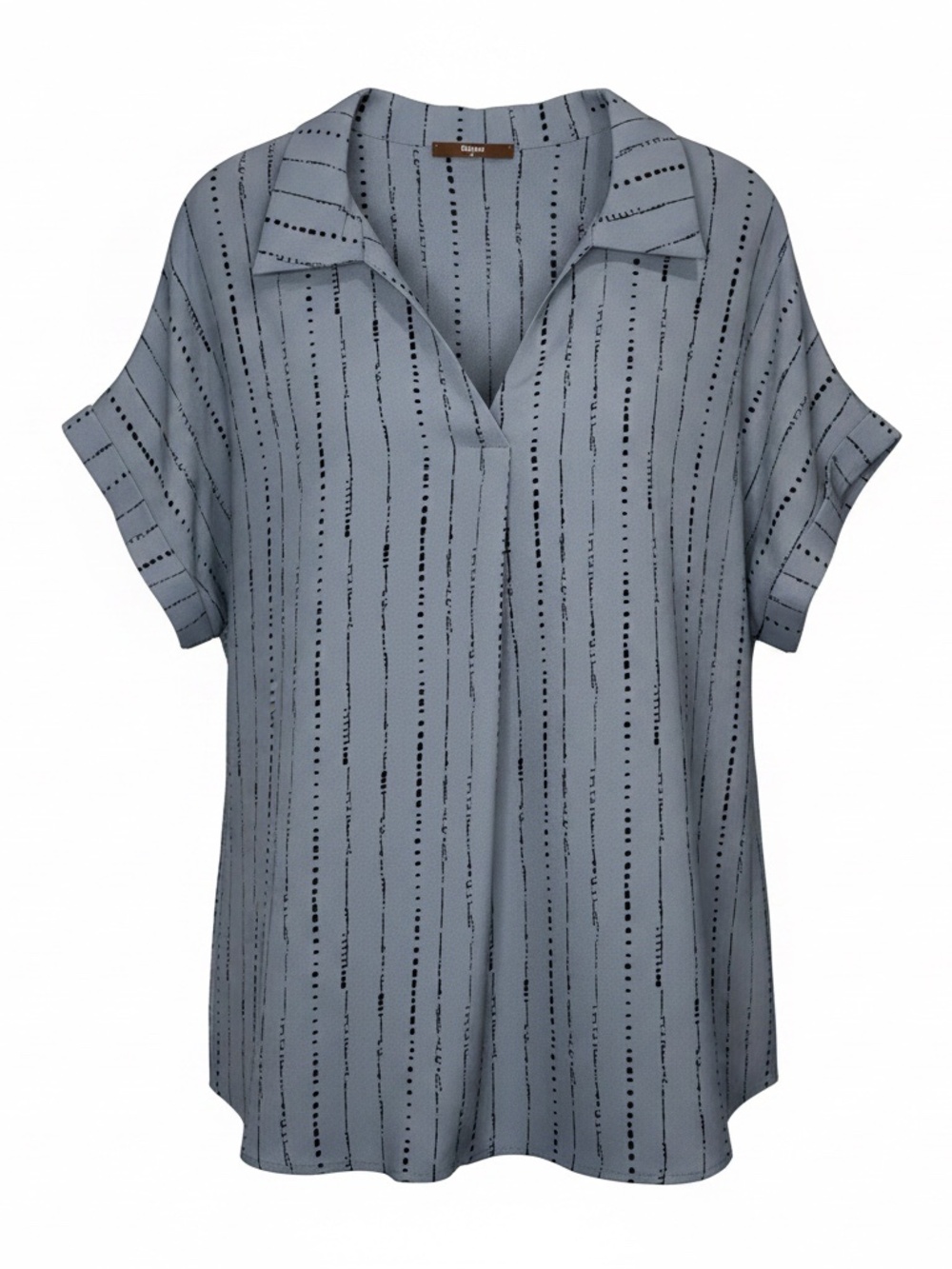NWT Women's Summer Work Blouse V Neck Short Sleeve Lapel Shirt Top XL